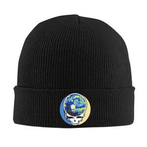 Grateful Dead Black Beanie with Lighning Bolt Skull Hat